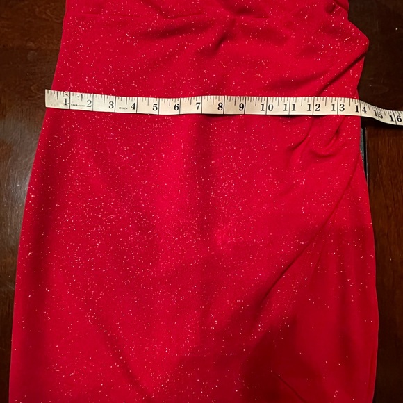 Emerald Sundae Womens Red Glitter Faux Wrap Party Mini Dress Juniors Size Large - Picture 8 of 16